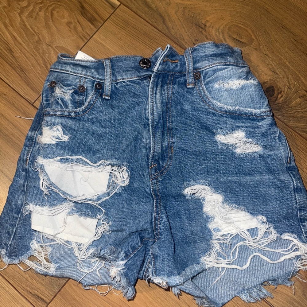 American Eagle Outfitters Blue Distressed Jean Shorts